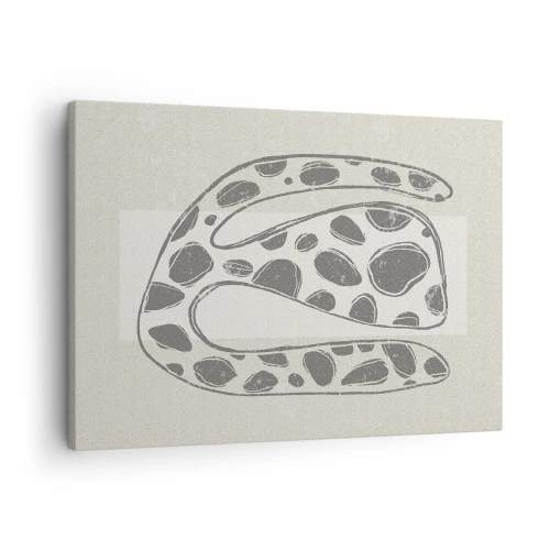 Lærredstryk - Billede på lærred - Abstrakt organisk mønster i grå nuancer - 70x50cm - Bizart væsen - Moderne vægdekoration til stue og soveværelse ARTTOR