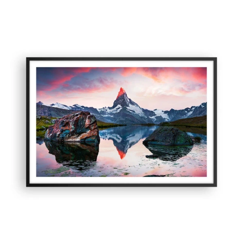 Plakat i sort ramme - Bjergenes hjerte er varmt - 91x61 cm