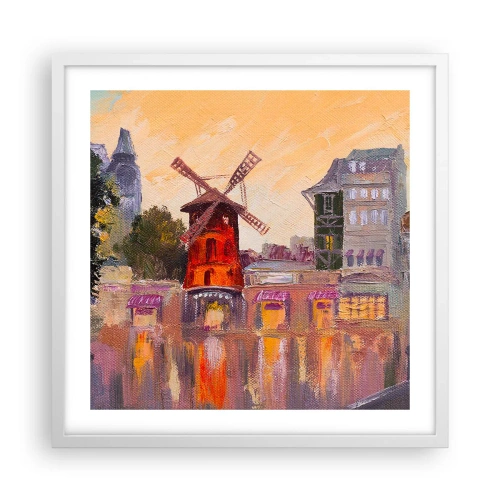 Plakat i hvid ramme - Parisiske ikoner - Moulin Rouge - 50x50 cm