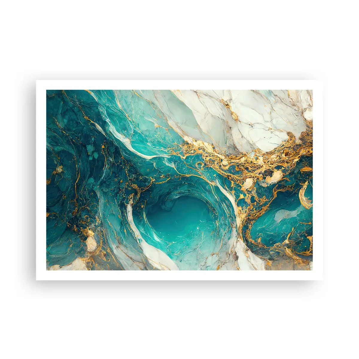 Plakat - Komposition med årer af guld - 100x70 cm