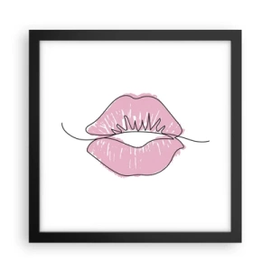 Plakat i sort ramme - Klar til at kysse? - 30x30 cm