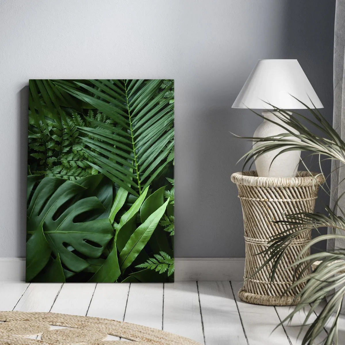 Lærredstryk - Billede på lærred - Kranset i grønt - 50x70 cm