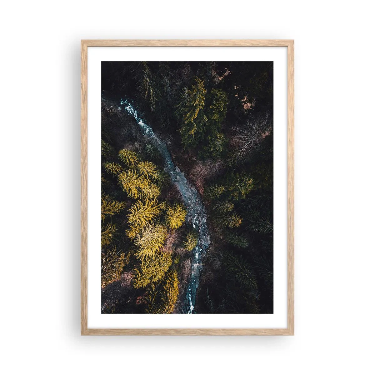 Plakat i ramme af lyst egetræ - Hurtigt, stadig hurtigere - 50x70 cm