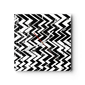Vægur, Uret - Zig-hvid, zag-sort - 40x40 cm
