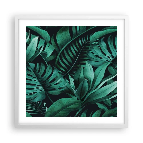 Plakat i hvid ramme - Dyb tropisk grøn - 50x50 cm