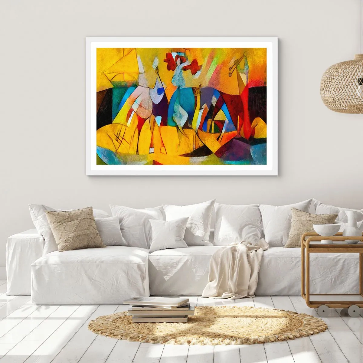 Plakat i hvid ramme - Sol - liv - glæde - 50x40 cm