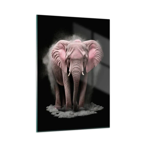 Billede på glas - Tænk ikke på en lyserød elefant! - 50x70 cm
