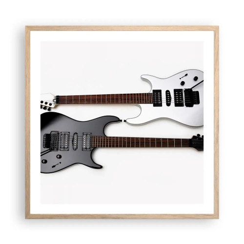 Plakat i ramme af lyst egetræ - Harmoni af former - 60x60 cm