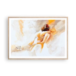 Plakat i ramme af lyst egetræ - I himlen af nærhed - 100x70 cm