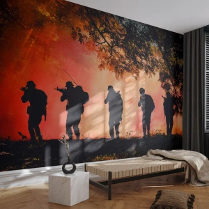 Fototapet Standard Eco - ...Alle for én. - Soldat, Våben, Riffel - 300x210 cm