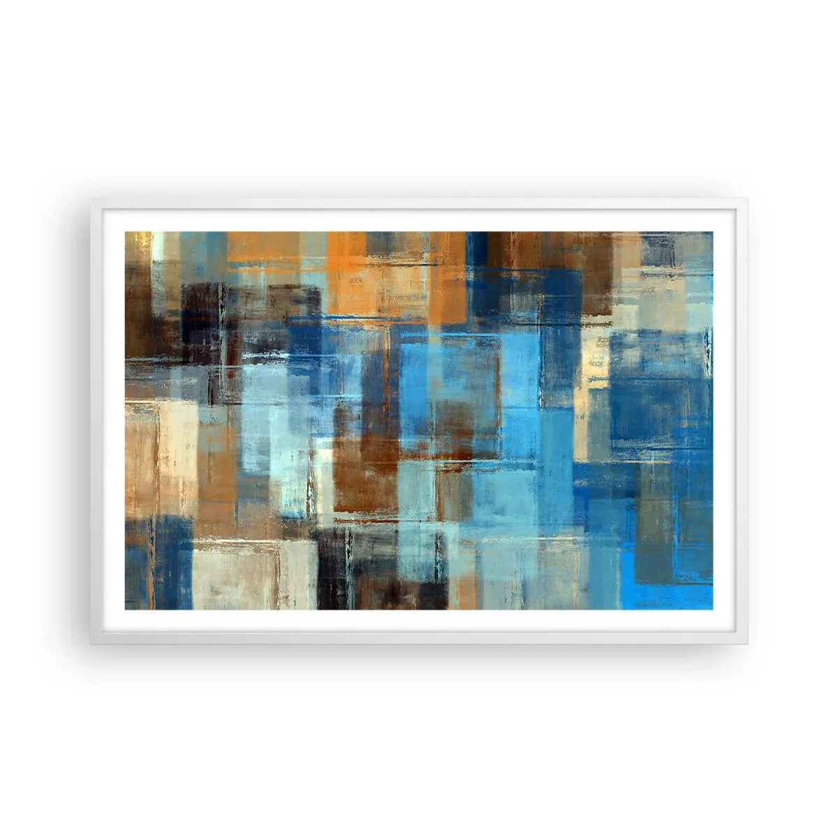Plakat i hvid ramme - Gennem det blå slør - 91x61 cm