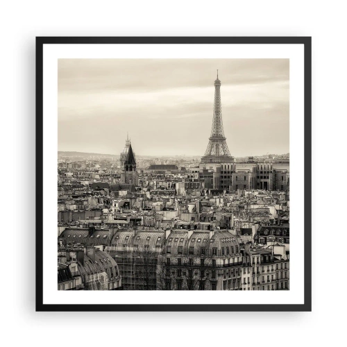 Plakat i sort ramme - Over Paris' hustage - 60x60 cm