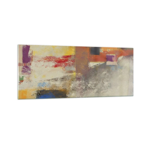 Billede på glas - Geometri af farver - 100x40 cm