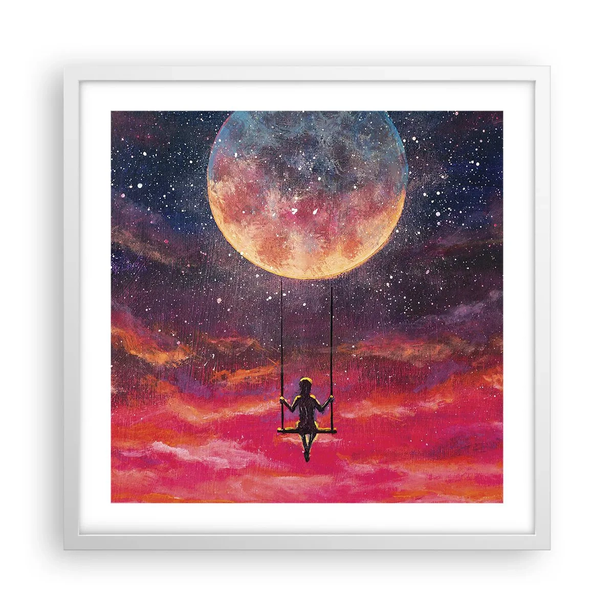 Plakat i hvid ramme - Glæd dig i skyerne - 50x50 cm