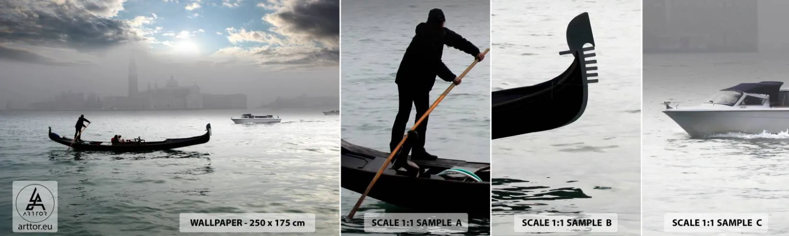 Prøve Fototapet Selvklæbende Deluxe Sticker - En fabelagtig by af vand og tåge - Landskab, By, Venedig - 100x30 cm