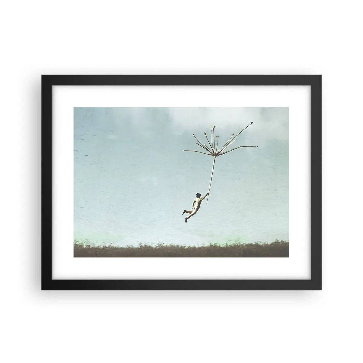 Plakat i sort ramme - Drager, blæsere, vind - 40x30 cm