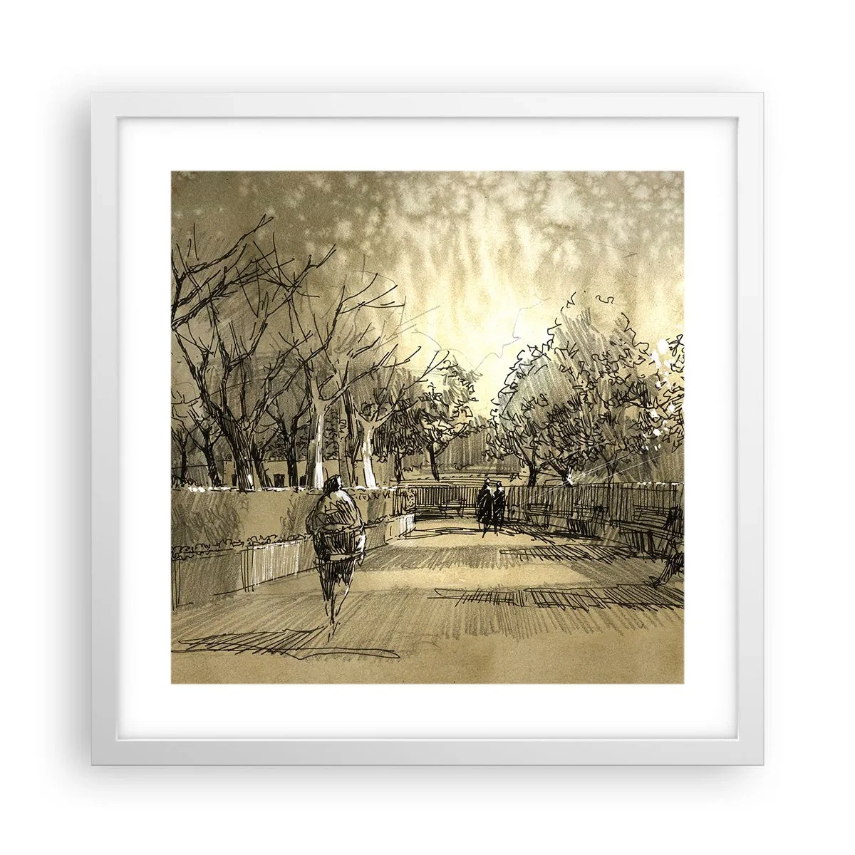 Plakat i hvid ramme - Et øjeblik med fjer - 40x40 cm