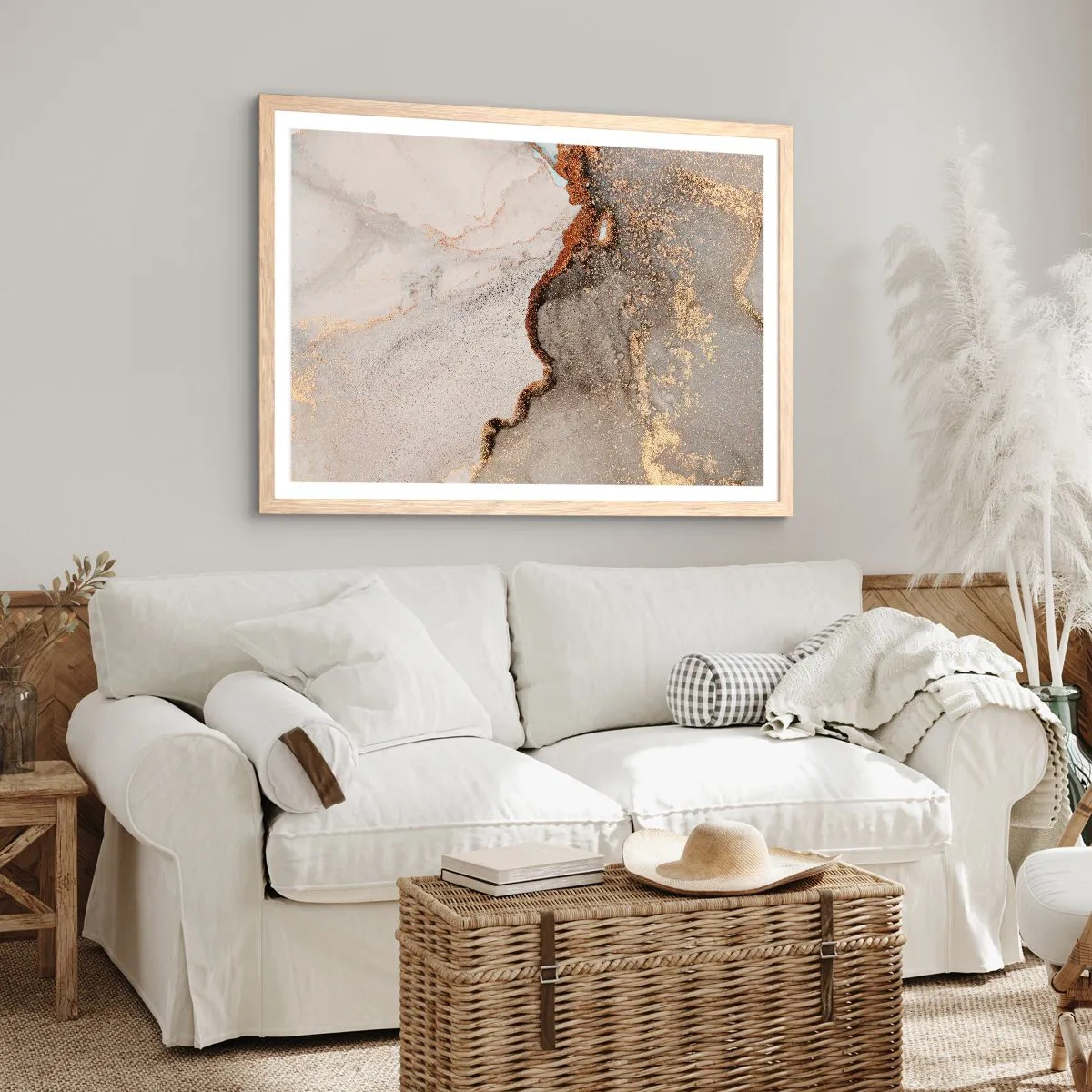 Plakat i ramme af lyst egetræ - På farvegrænsen - 40x30 cm