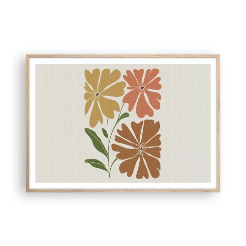 Plakat i ramme af lyst egetræ - Natur og geometri - 100x70 cm