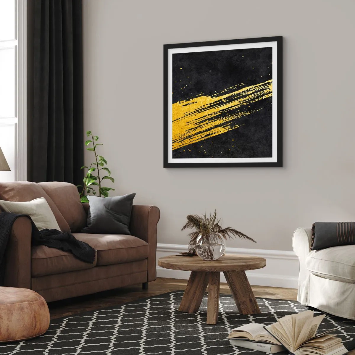 Plakat i sort ramme - Hop ind i hyperrummet - 60x60 cm