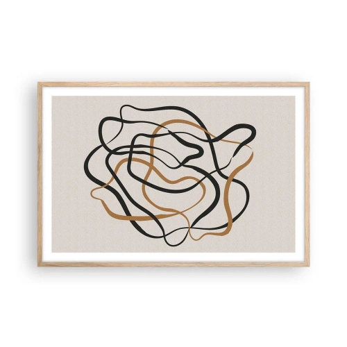 Plakat i ramme af lyst egetræ - Alt er gået galt - 91x61 cm