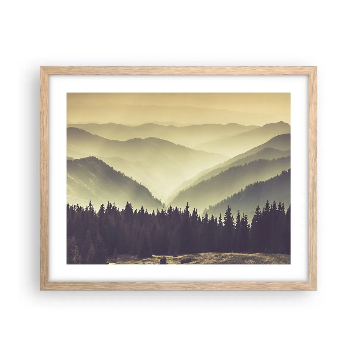 Plakat i ramme af lyst egetræ - Bag de syv bjerge... - 50x40 cm