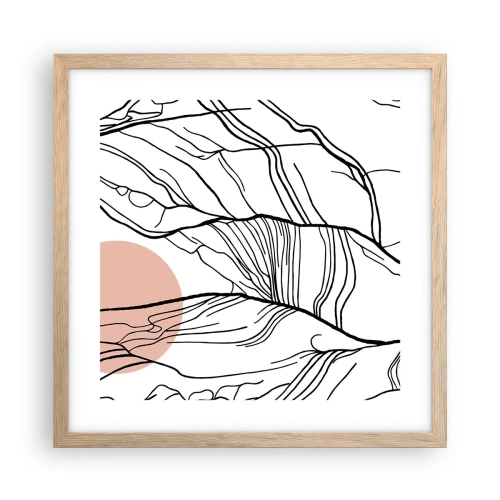 Plakat i ramme af lyst egetræ - I et netværk af kviste - 40x40 cm