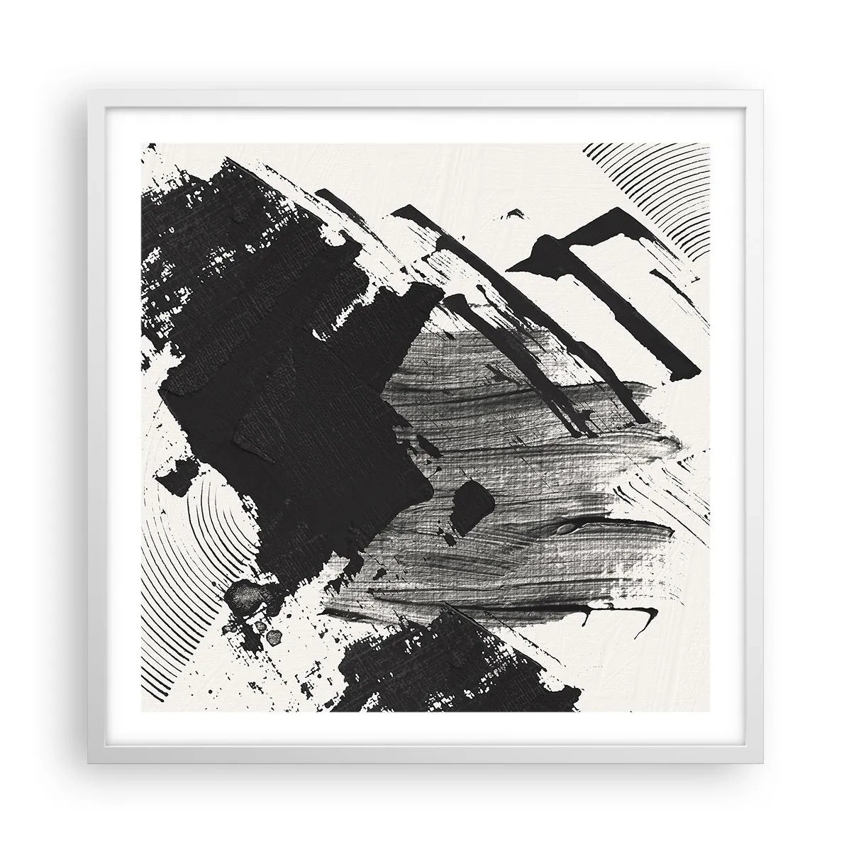 Plakat i hvid ramme - Abstraktion - det sortes udtryk - 60x60 cm