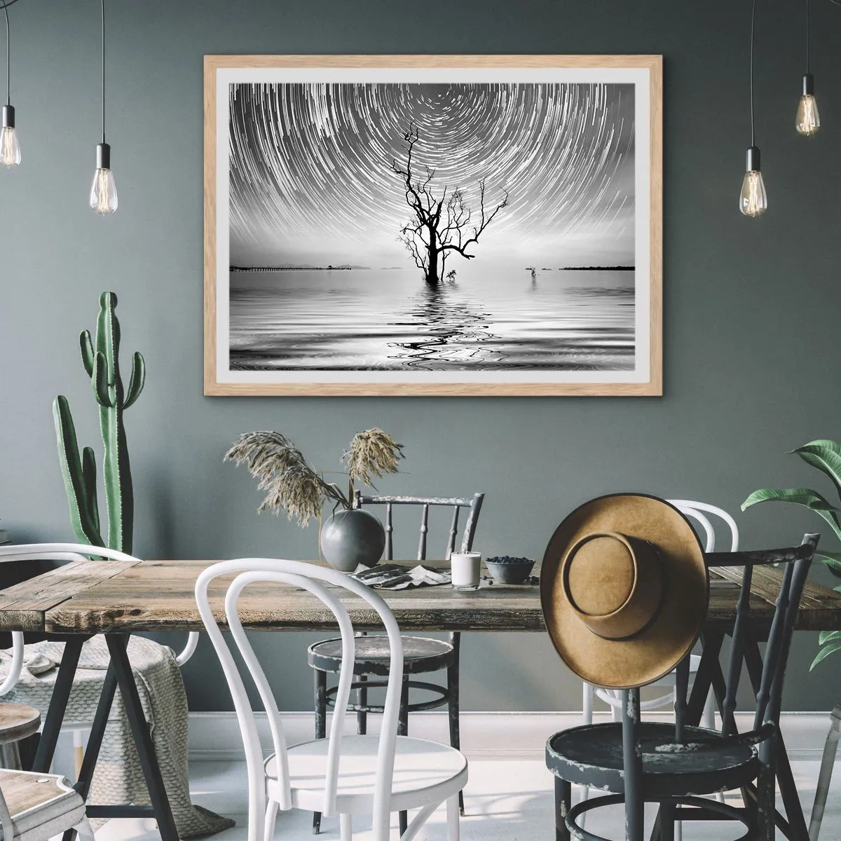 Plakat i ramme af lyst egetræ - En natursymfoni - 70x50 cm