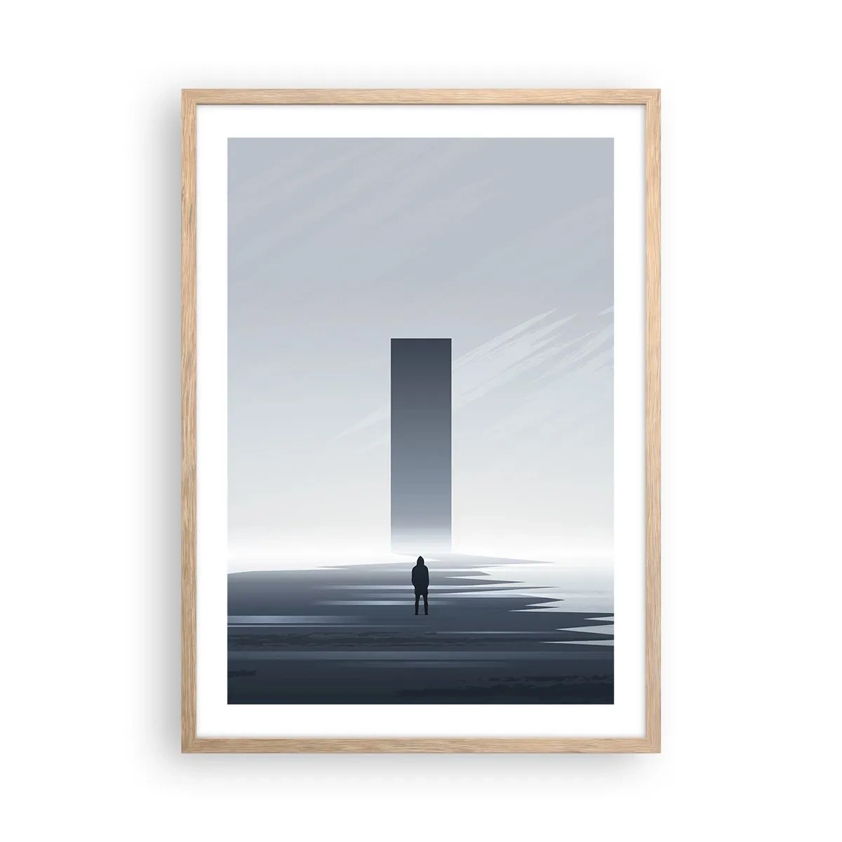 Plakat i ramme af lyst egetræ - Mulighed eller trussel? - 50x70 cm