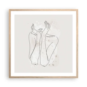 Plakat i ramme af lyst egetræ - En drømmende stund - 60x60 cm