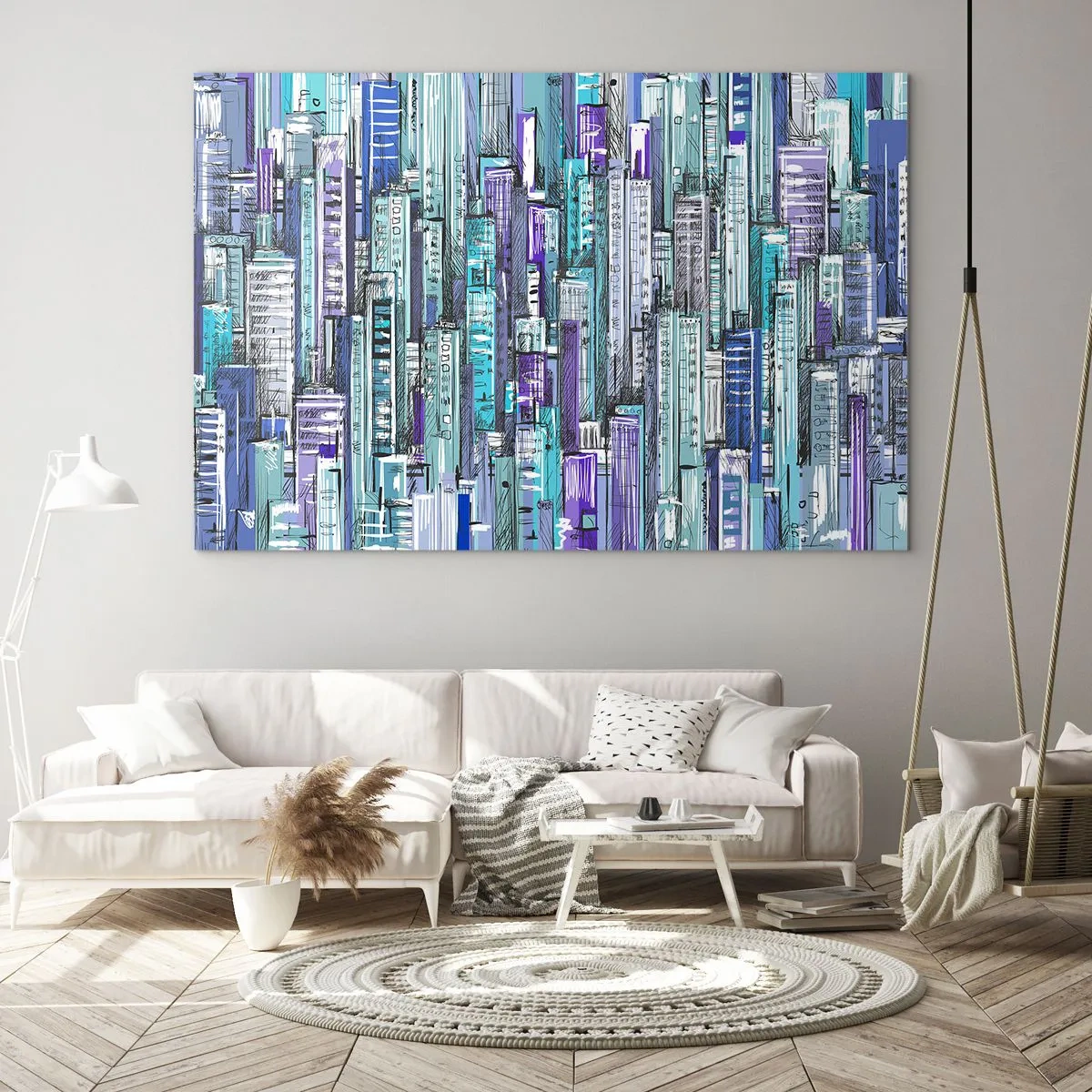 Billede på glas - Blå fra himlen - 100x70 cm