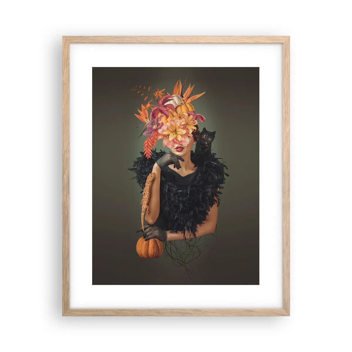 Plakat i ramme af lyst egetræ - Heksens fortryllelse - 40x50 cm