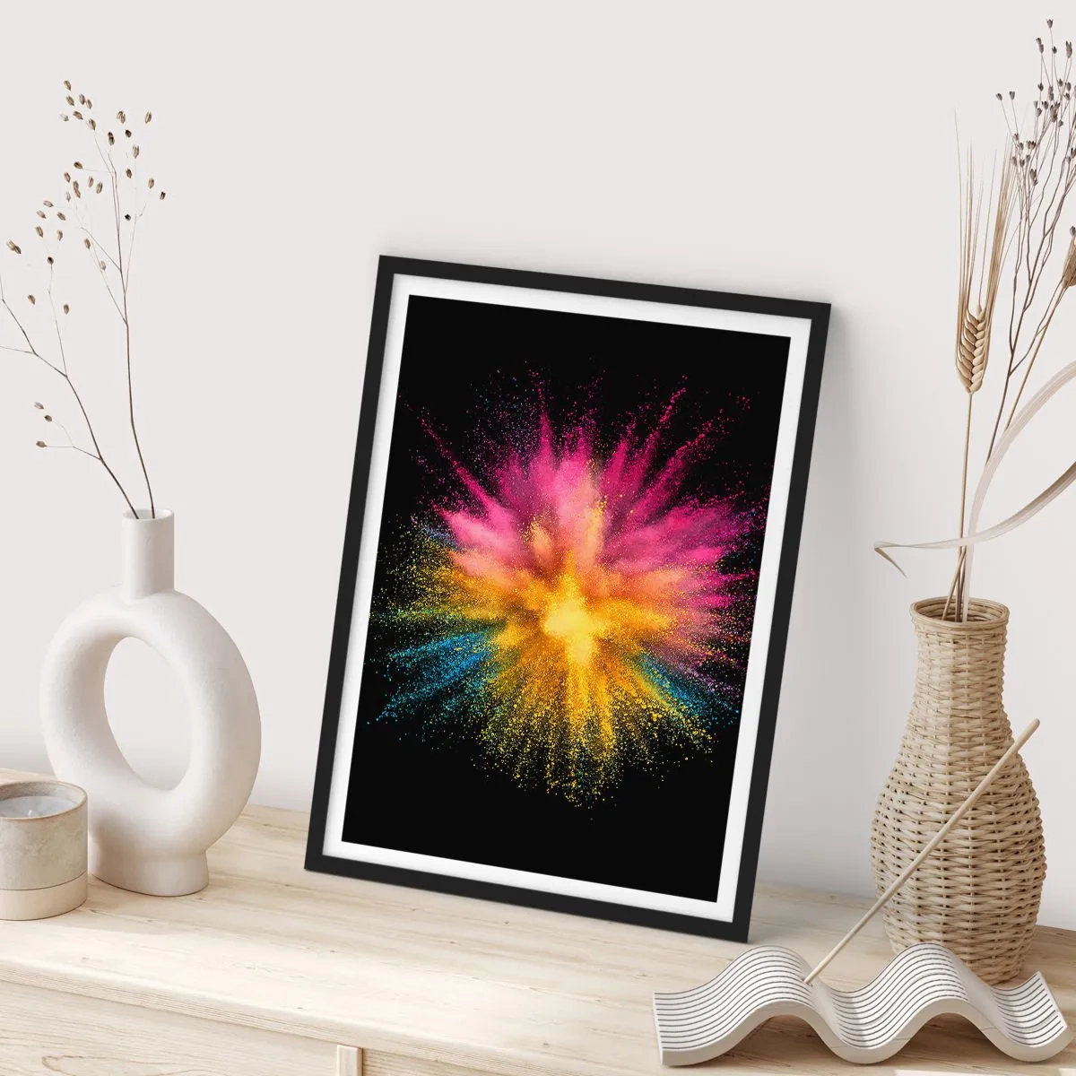 Plakat i sort ramme - Farvernes fødsel  - 40x50 cm