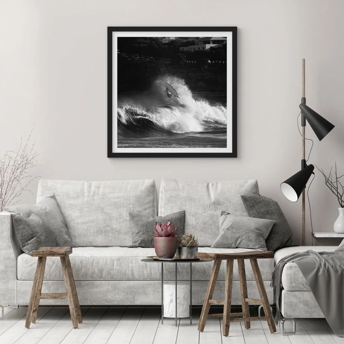 Plakat i sort ramme - Udfordring accepteret! - 60x60 cm