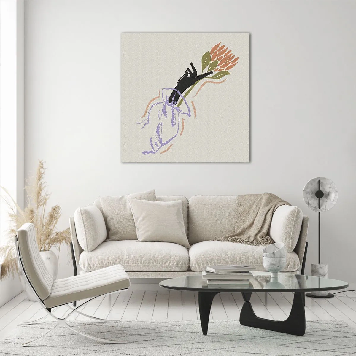 Billede på glas - En søsterlig berøring - 40x40 cm