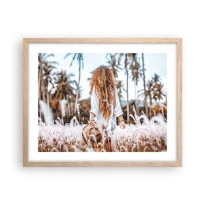 Plakat i ramme af lyst egetræ - Født af græsdun - 50x40 cm