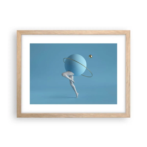 Plakat i ramme af lyst egetræ - Og planeterne går amok - 40x30 cm