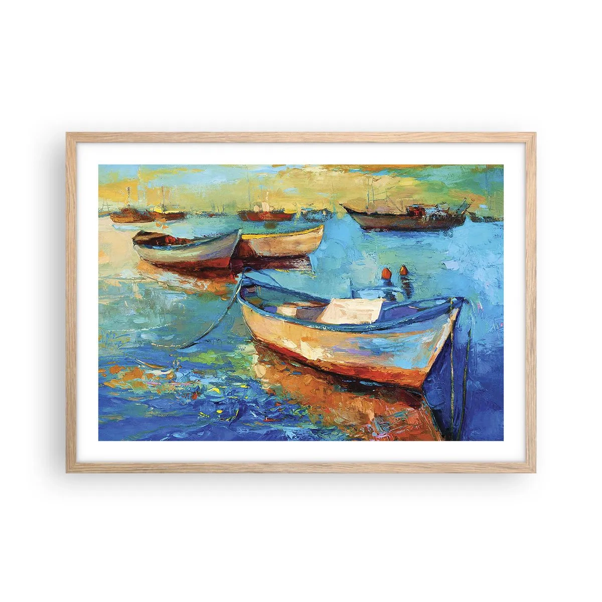 Plakat i ramme af lyst egetræ - I den sydlige bugt - 70x50 cm