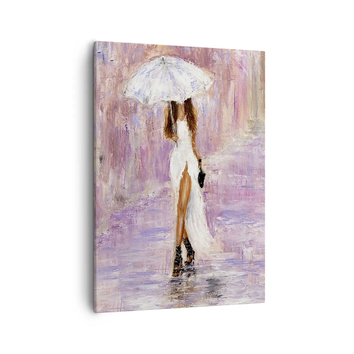 Lærredstryk - Billede på lærred - I den syrenrøde regn - 50x70 cm