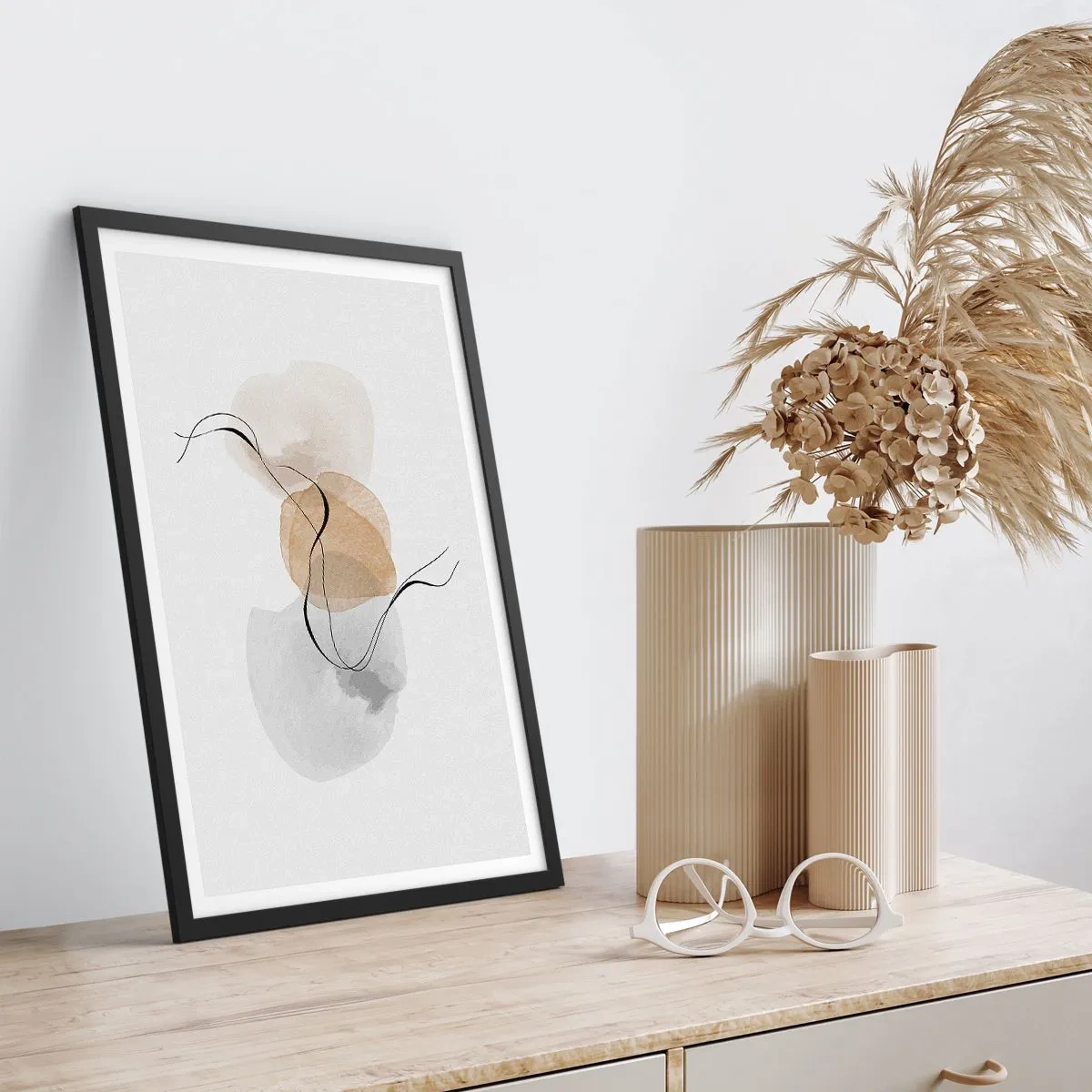 Plakat i sort ramme - Perler i luften - 30x40 cm