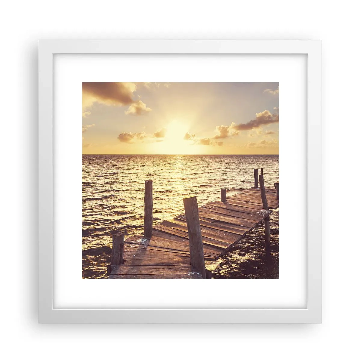 Plakat i hvid ramme - Gyldent land af blidhed - 30x30 cm