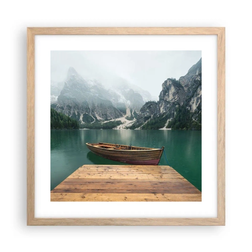 Plakat i ramme af lyst egetræ - "Og stolte pander" - 40x40 cm