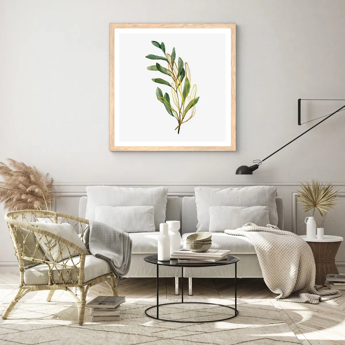 Plakat i ramme af lyst egetræ - Alt, hvad der er godt - 60x60 cm