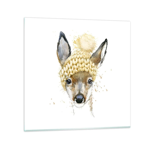 Billede på glas - Til vinter i en sneklædt skov - 30x30 cm