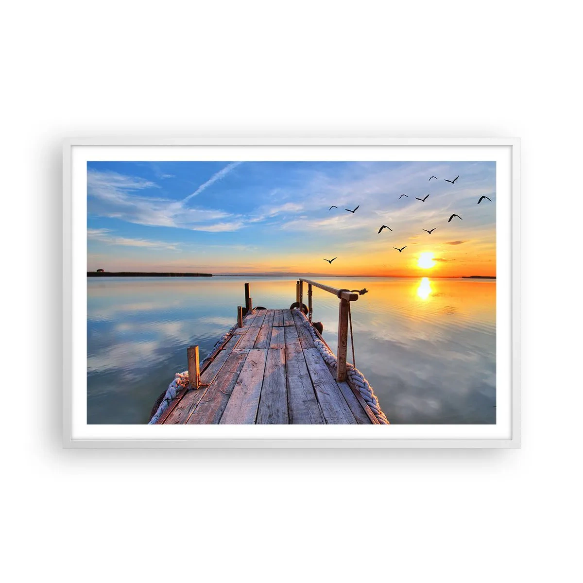 Plakat i hvid ramme - Går fremad mod solen - 91x61 cm