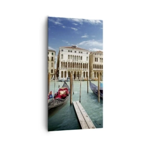 Lærredstryk - Billede på lærred - Paladser i blåt - 65x120 cm