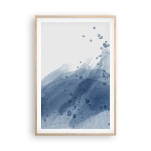 Plakat i ramme af lyst egetræ - Blå tyl - 61x91 cm