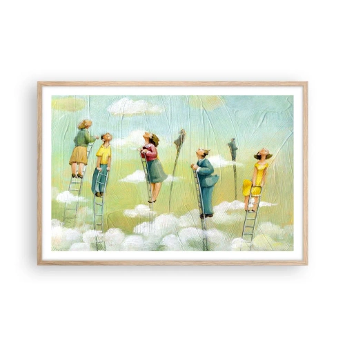 Plakat i ramme af lyst egetræ - Bag din drøm - 91x61 cm