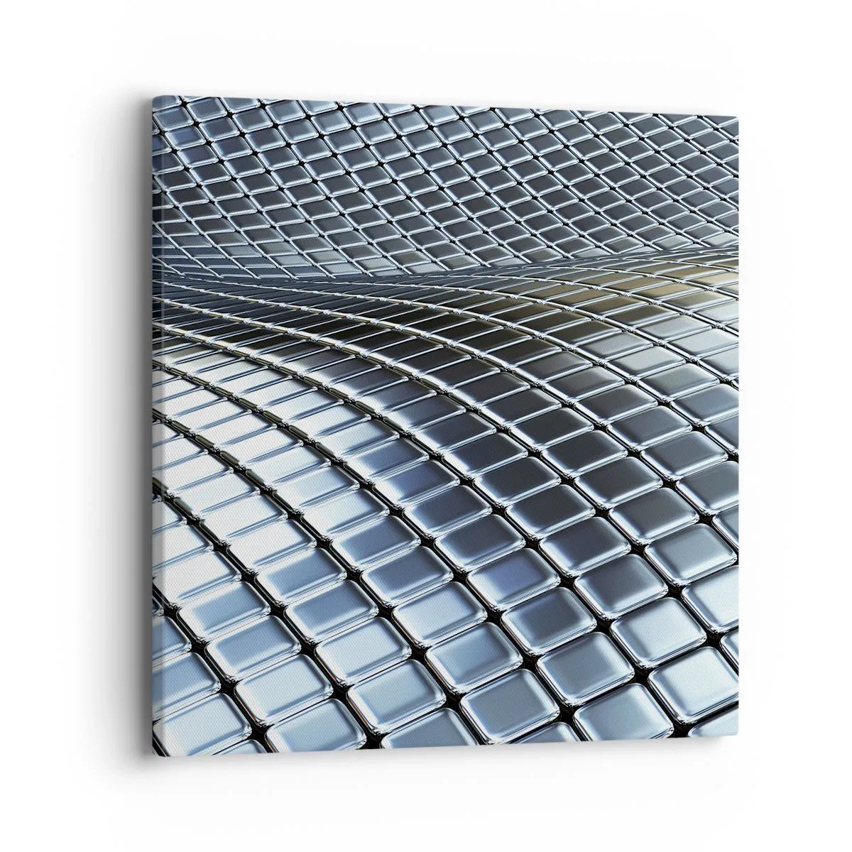 Lærredstryk - Billede på lærred - Bølge i metallisk sølv - 40x40 cm